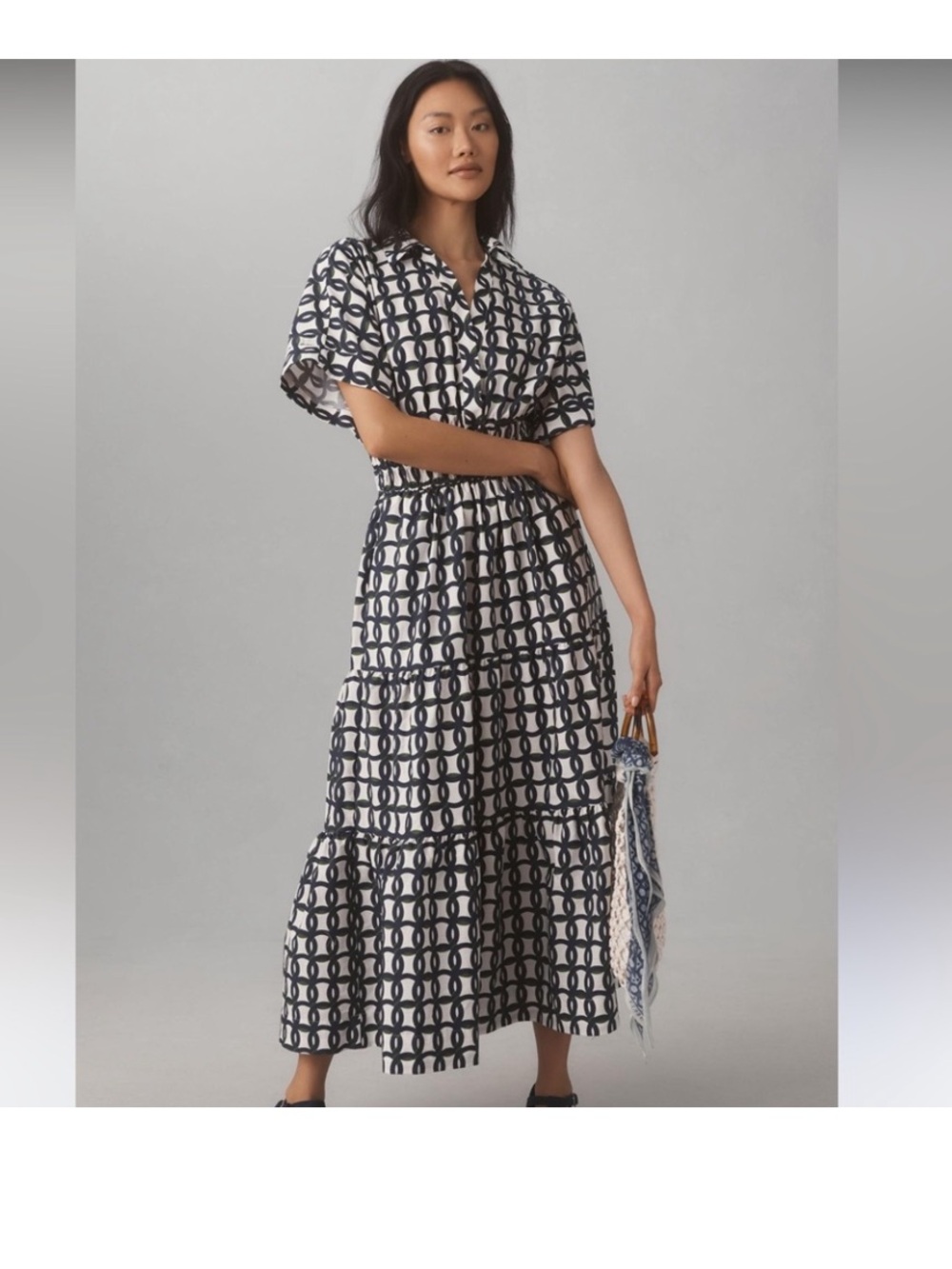 nwt anthropologie Somerset, cotton dress blue motif size extra large